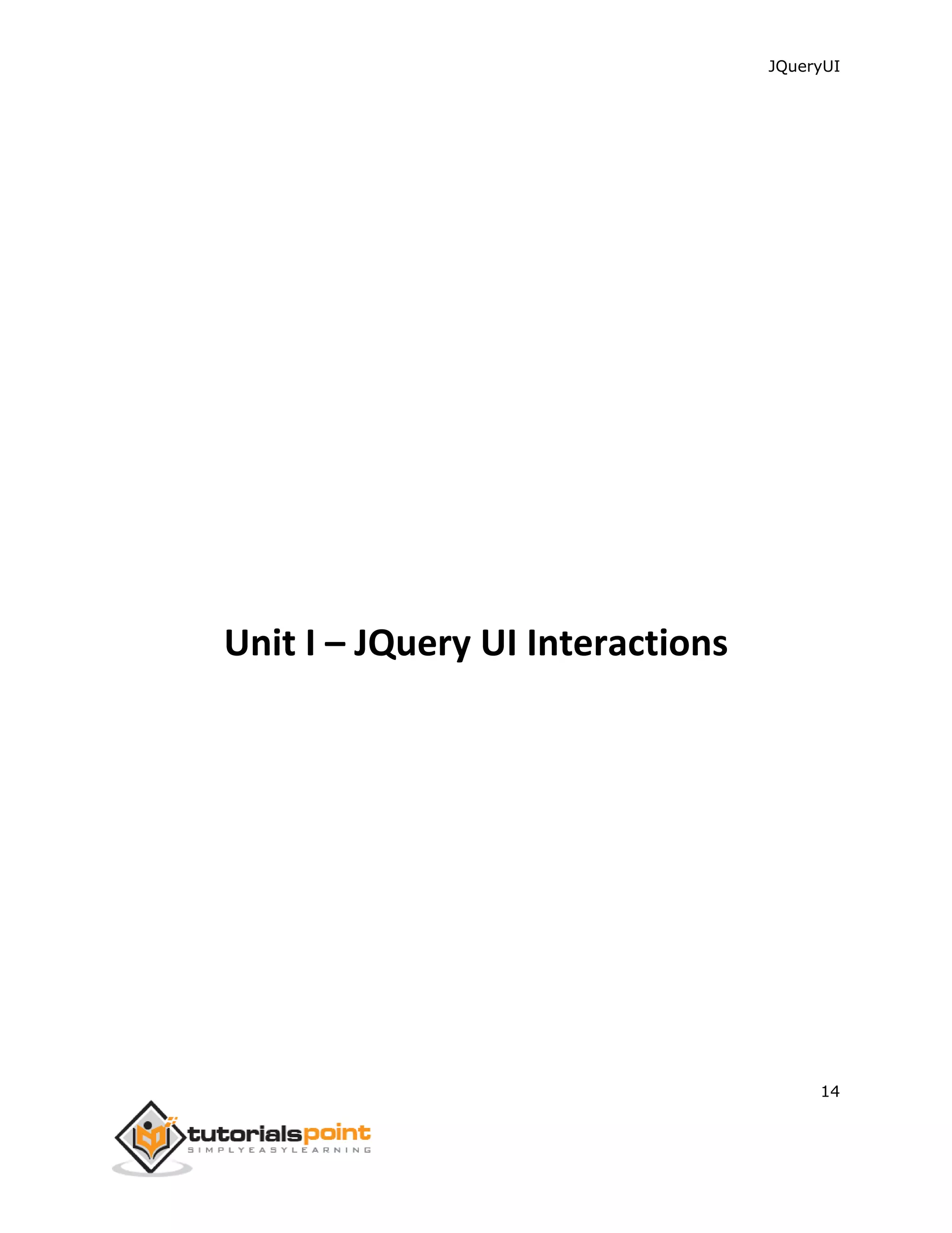 JQueryUI
14
Unit I – JQuery UI Interactions
 