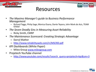 Maximo KPI Maintenance & Asset Reliability Support Workshop IMC 2013 ...