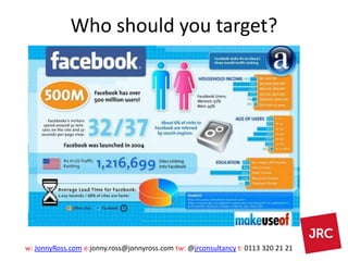 w: JonnyRoss.com e:jonny.ross@jonnyross.com tw: @jrconsultancy t: 0113 320 21 21
Who should you target?
 