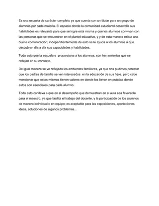 RELATOS DE LAS ESCUELAS