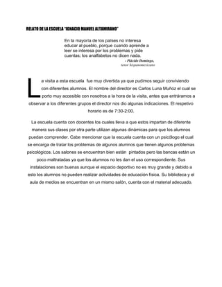 RELATOS DE LAS ESCUELAS