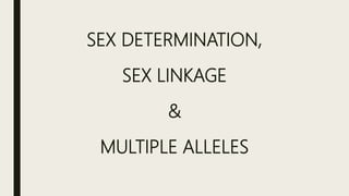 SEX DETERMINATION,
SEX LINKAGE
&
MULTIPLE ALLELES
 
