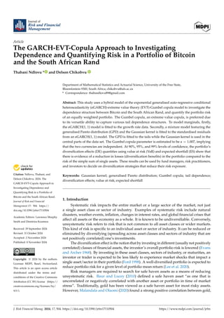 Undiversifiable Risk Examples The GARCH-EVT-Copula Model for Risk and Dependence Analysis in Bitcoin ...