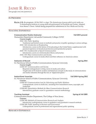 J Riccio CV | PDF