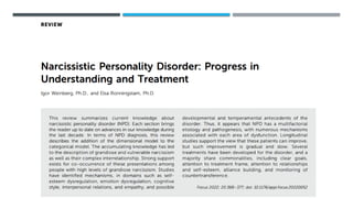 Npd Progress Journal reading Narcissistic Personality Disorder : Progress in ...
