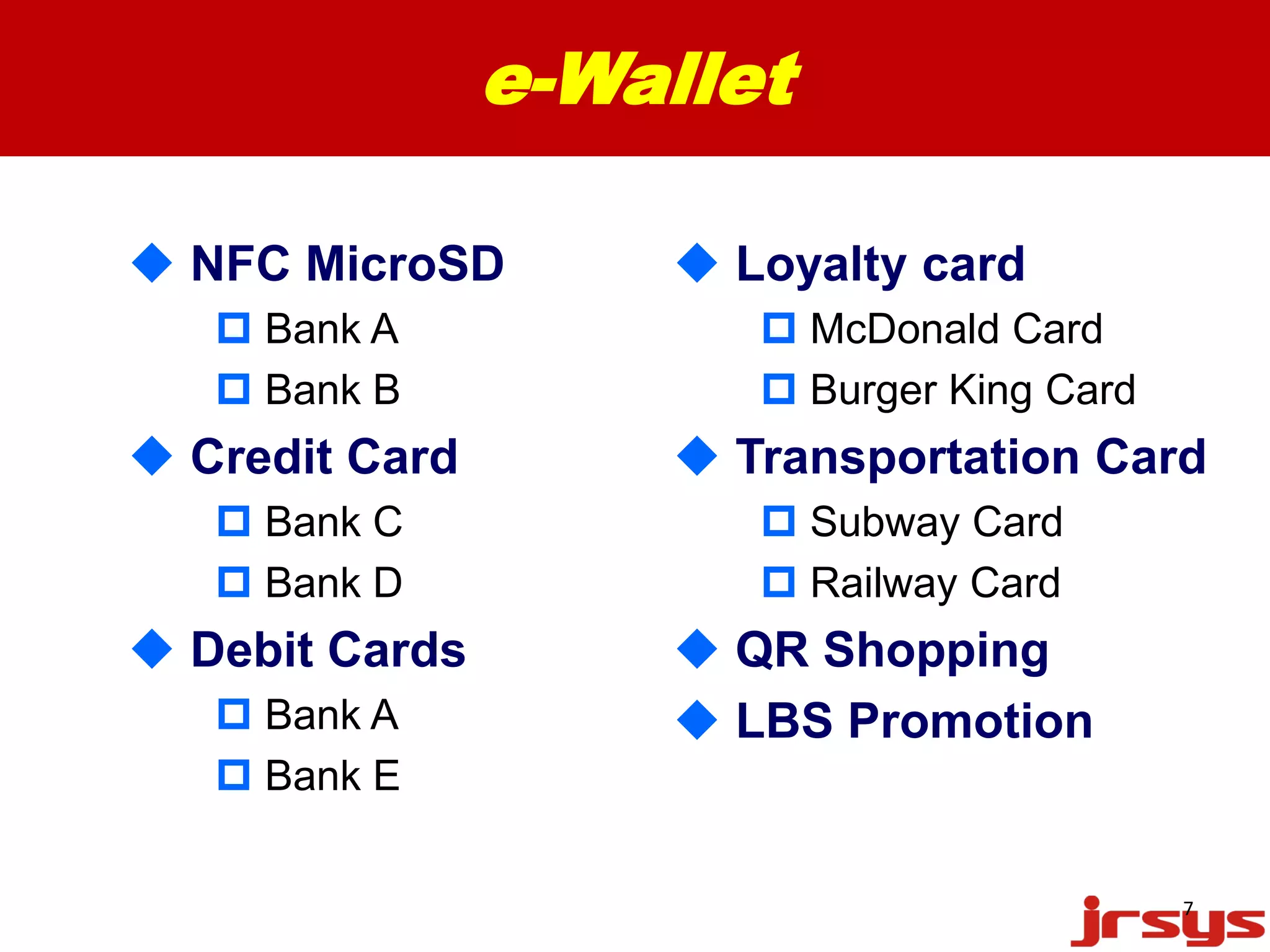 Online Payment Process 
7 
Consumer 
3.User scan the checkout QR code 
4.Select virtual credit card 
5.Input PIN code to confirm the 
payment 
Merchant 
1.Merchant prepare the 
checkout data 
2.Merchant make a Digital 
Signed Checkout QR code on 
the screen 
Date:2014/10/02 
Time:11:50 
Amount: US$1,193 
OTP 
Merchant’s Digital 
Signature 
 