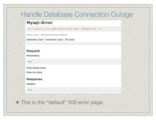 Handle Database Connection Outage




This is the “default” 500 error page.
 