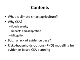 Evidence- and risk-based planning for a climate-smart agriculture