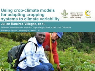 Using crop-climate models
for adapting cropping
systems to climate variability
Julian Ramirez-Villegas, et al.
Scientist, International Center for Tropical Agriculture, CIAT, Cali, Colombia
Research Fellow, University of Leeds, UK
 