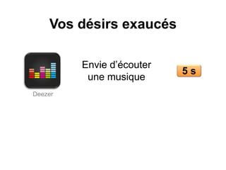 Vos désirs exaucés
5 s
Envie d’écouter
une musique
Deezer
 