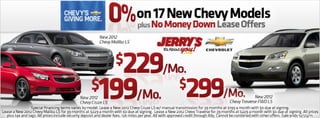 0% on 17 new Chevy Models at Jerry's Chevrolet