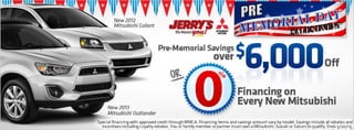 Pre-Memorial Savings at Jerry's Mitsubishi in Baltimore, Maryland