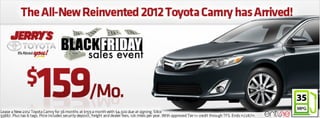 2012 Toyota Camry only $154 a month at Jerry's Toyota