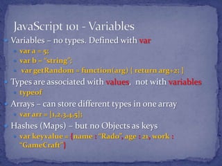 JavaScript Basics - GameCraft Training | PPT