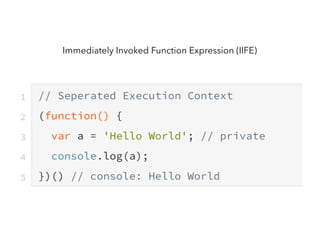 Immediately Invoked Function Expression (IIFE)
 