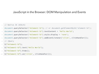 JavaScript in the Browser: DOM Manipulation and Events
 