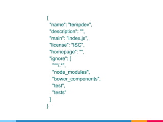 {
"name": "tempdev",
"description": "",
"main": "index.js",
"license": "ISC",
"homepage": "",
"ignore": [
"**/.*",
"node_modules",
"bower_components",
"test",
"tests"
]
}
 