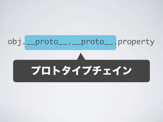 obj.__proto__.__proto__.property
プロトタイプチェイン
 