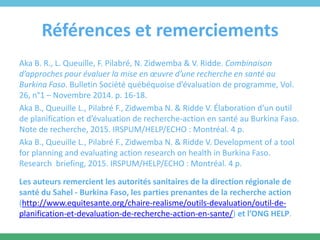 Recherche action (RA) sur le paiement au FORFAIT dans le DS Sebba – Burkina Faso