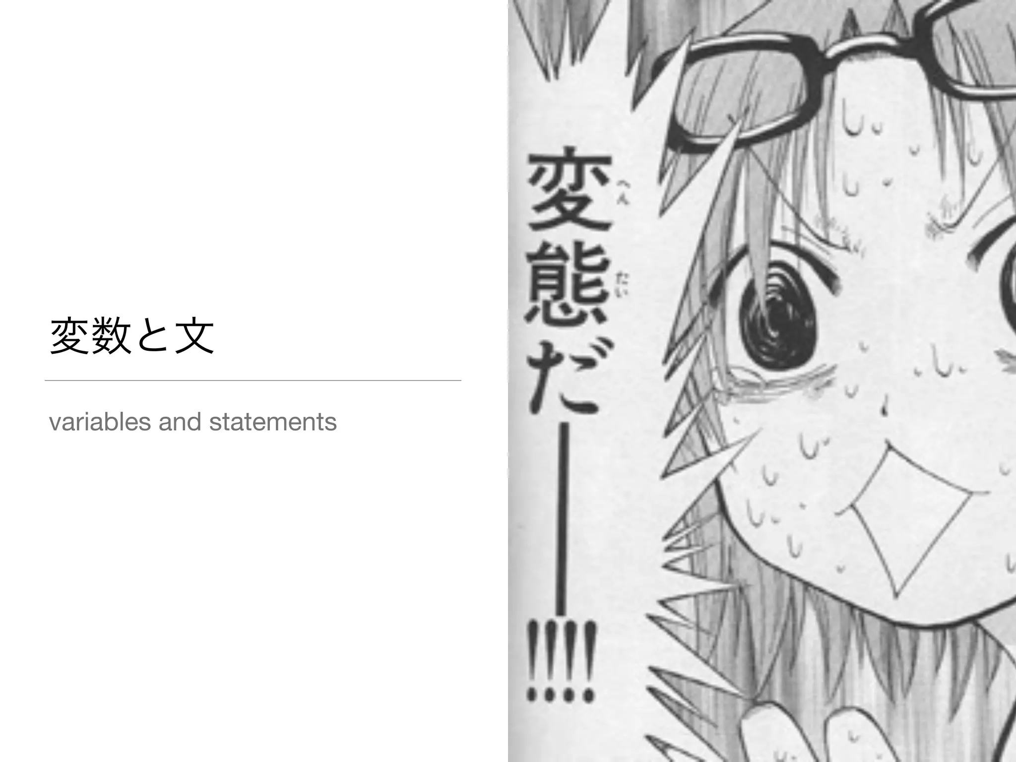 変数と文
variables and statements
 