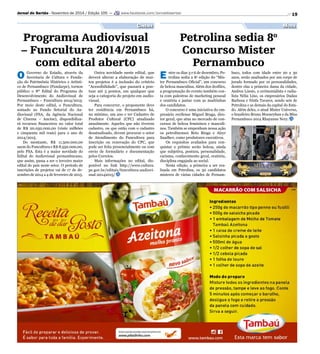 Jornal do Sertão - Novembro de 2014 / Edição 105 — www.facebook.com/Jornaldosertao 19 
Divulgação 
Petrolina sedia 8o 
Con...