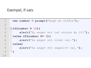 Exempel, if-sats
 