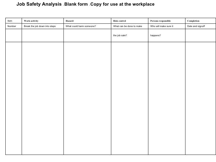 job hazard analysis worksheet
