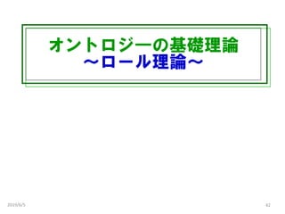 オントロジ―の基礎理論
～ロール理論～
2019/6/5 42
 