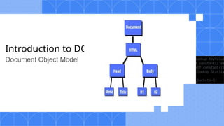 Introduction to DOM
Document Object Model
 