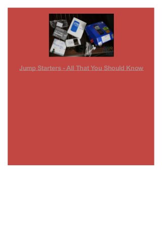 Jump Starters - All That You Should Know
 