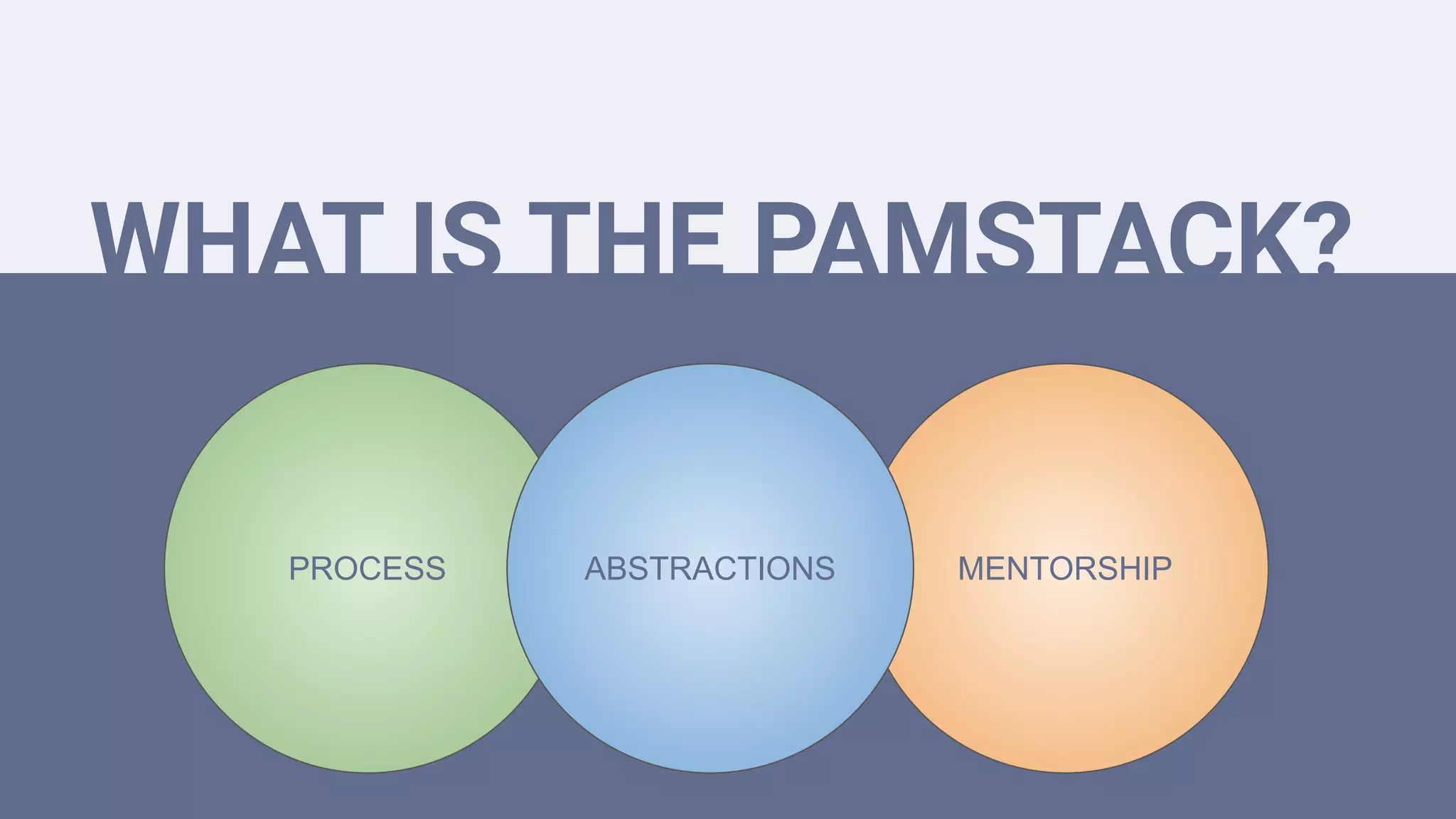 WHAT IS THE PAMSTACK?
PROCESS MENTORSHIPABSTRACTIONS
 