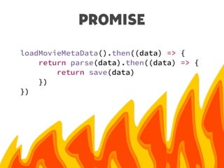 PROMISE
loadMovieMetaData().then((data) => {
return parse(data).then((data) => {
return save(data)
})
})
 