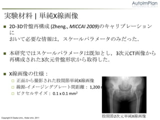 gY | gX
 ?      2D-3DǱP٘ (Zheng., MICCAI 2009)Υ֥`
        
        ƱҪϣ`ѥ`Τߤä

 ?      оǤϥ`ѥ`ϼ֪Ȥ3ԪCT񤫤
        ٘ɤ줿3ԪǱP״ȡä

 ?      X˘
          ?    椫Ӱ줿vgX
          ?    Դ-`󥰥ץ`gx 1,200 mm
          ?    ԥ륵 0.1 x 0.1 mm2




Copyright ? Osaka Univ., Kobe Univ. 2011
                                           v2ԪgX
 