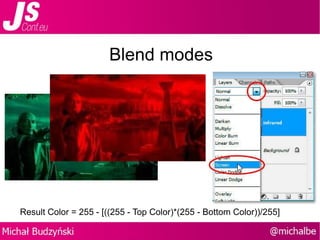 Blend modes Result Color = 255 - [((255 - Top Color)*(255 - Bottom Color))/255] 