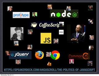 `11+
HTTPS://SPEAKERDECK.COM/ANGUSCROLL/THE-POLITICS-OF-JAVASCRIPT
Wednesday, May 29, 13
 