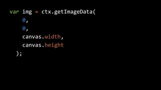 var img = ctx.getImageData(
0,
0,
canvas.width,
canvas.height
);
 