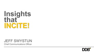 Insightsthat INCITE! JEFF SWYSTUN Chief Communications Officer  