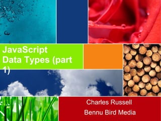 JavaScript
Data Types (part
1)
Charles Russell
Bennu Bird Media
 