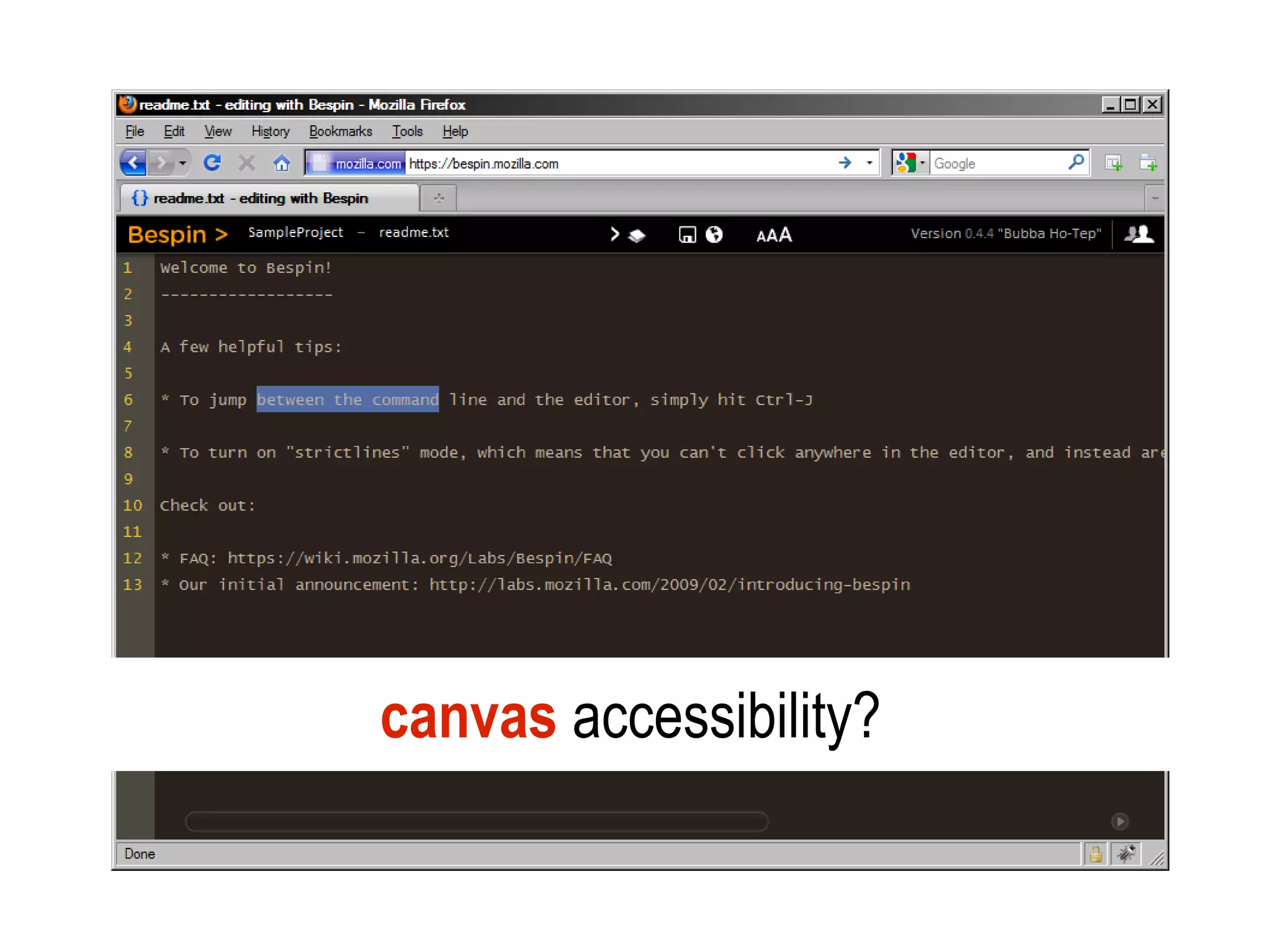 canvas accessibility?
 