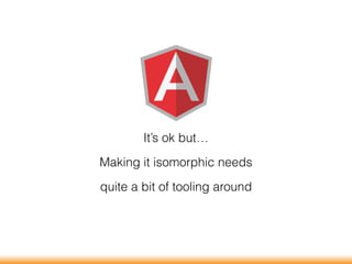 It’s ok but…
Making it isomorphic needs
quite a bit of tooling around
 