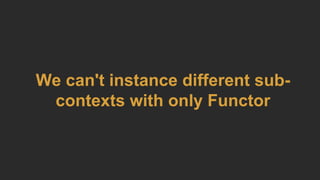 We can't instance different sub-
contexts with only Functor
 