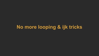 No more looping & ijk tricks
 