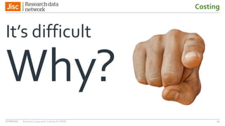 Costing
It’s difficult
Why?
3427/06/2017 Business Case and Costing for RDM
 