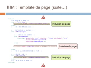 IHM : Template de page (suite…)
Inclusion de page
Inclusion de page
Insertion de page
 