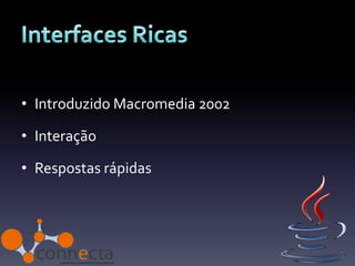• Introduzido Macromedia 2002

• Interação

• Respostas rápidas
 