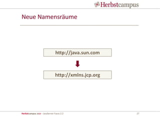 Herbstcampus 2013 – JavaServer Faces 2.2 27
Neue Namensräume
http://xmlns.jcp.org
http://java.sun.com
 
