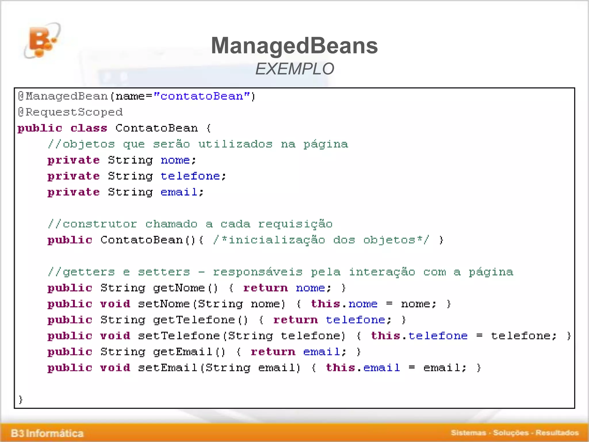 ManagedBeans EXEMPLO 