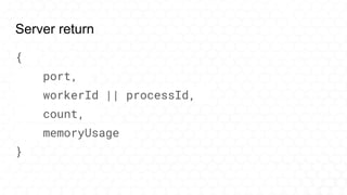 Server return
{
port,
workerId || processId,
count,
memoryUsage
}
 