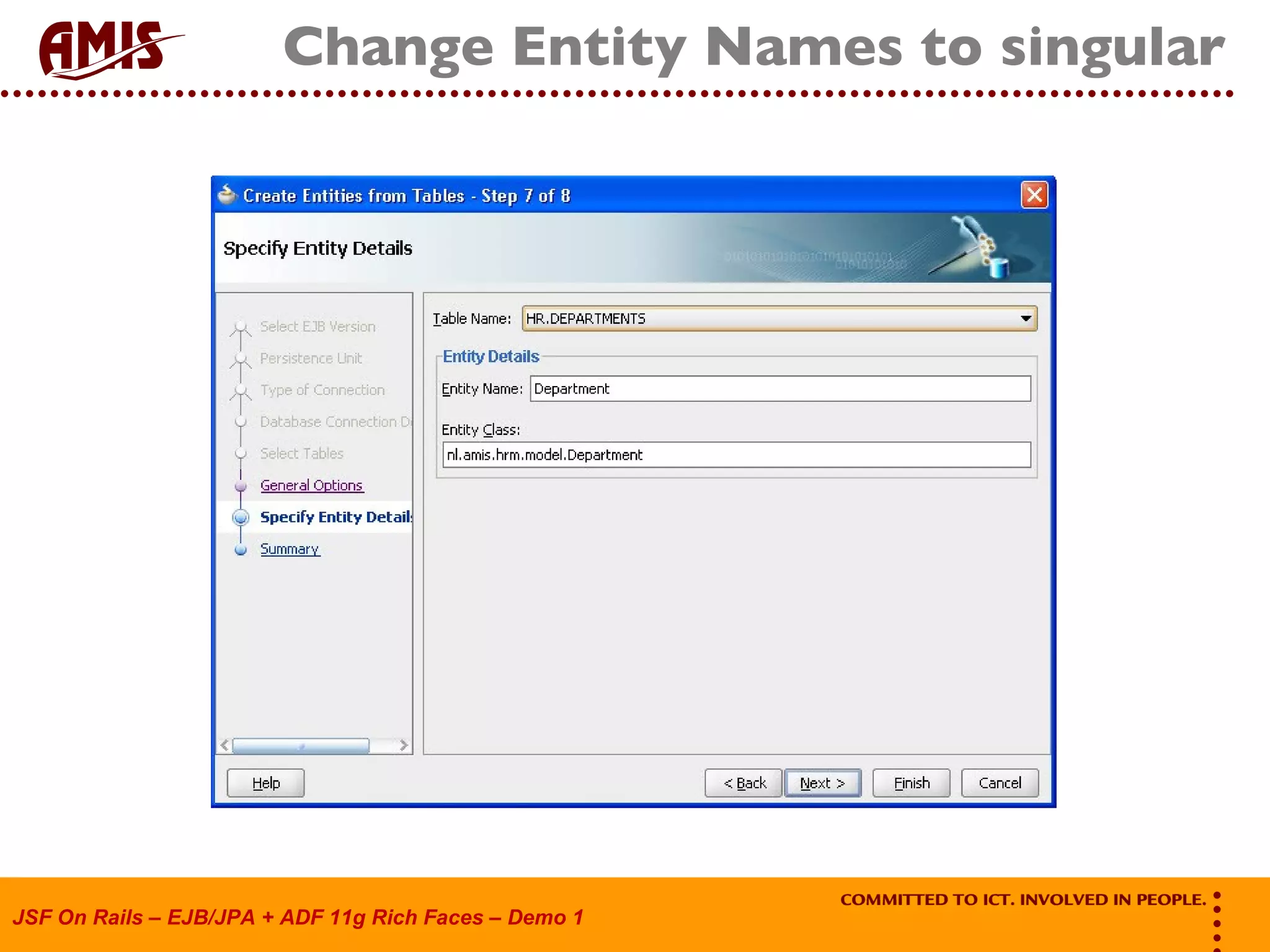 Change Entity Names to singular 
