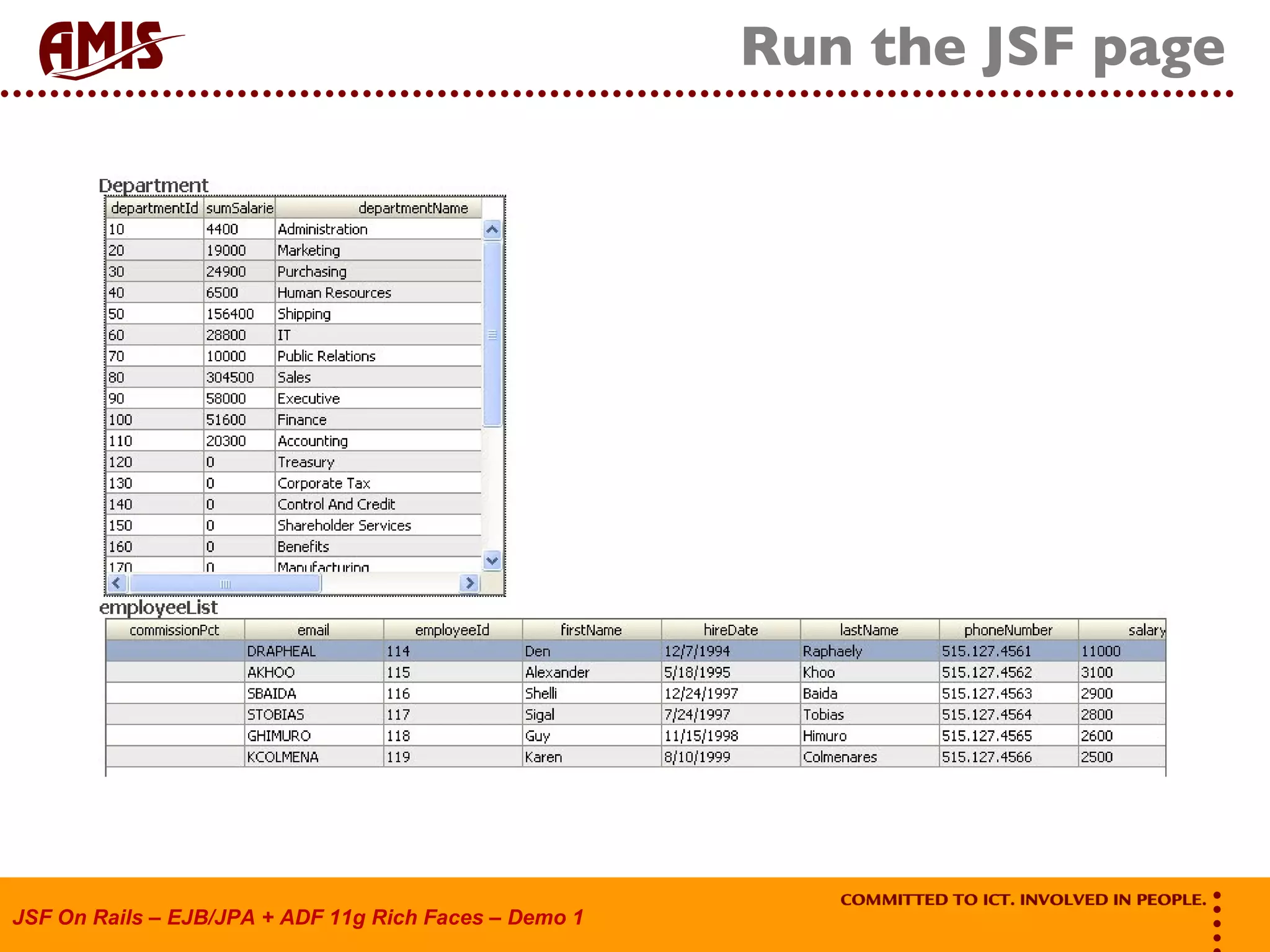 Run the JSF page 